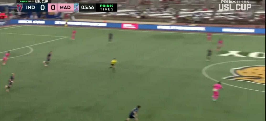 An Indy Eleven match clip under review during an Advanced Referee Academy video-analysis session